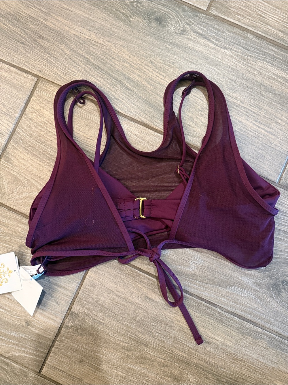 NWT BECCA Multiway Plum Mesh-Trim Bikini Top - Picture 5 of 6
